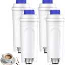 Coffee Machine Filters Replacement for DeLonghi Filter DLSC002, Water Filter Cartridges Activated Carbon Softener, Compatible with ECAM, ESAM, ETAM, BCO, EC. (4 Pack)