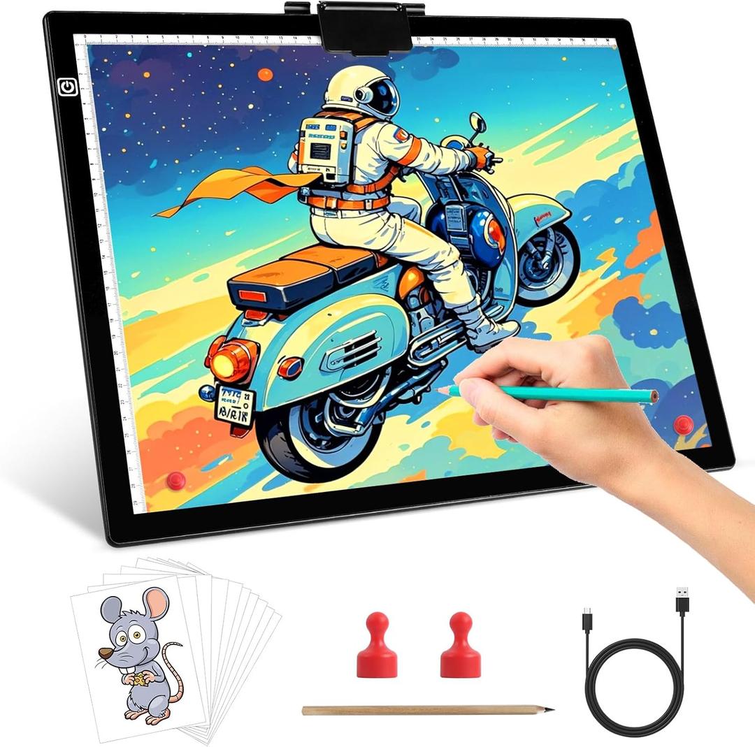 Wsenlight A3 Light Pad for Tracing Light Board for Diamond Painting Drawing Light Box with Magnetic Clip 2 Magnets Portable Light Pad for Weeding Vinyl, X-ray Viewing, Animation, Sketching, Tattoo