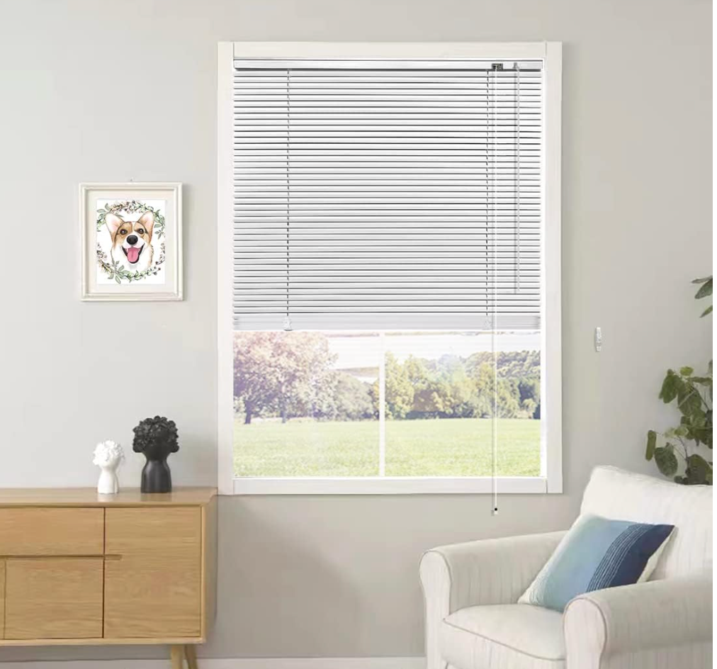 Mini Blinds Suitable for 36" W x 64" H Windows 1" Aluminum Horizontal Venetian Blinds Darkening with Rope and Pole can Mounted Inside or Outside
