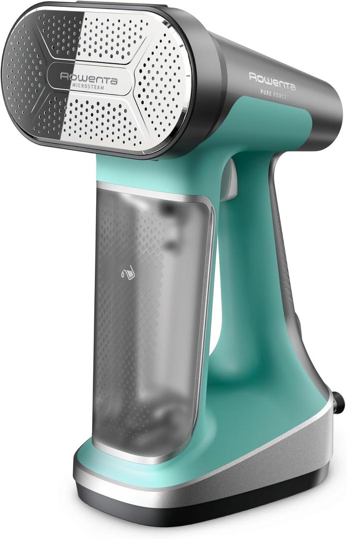 Rowenta Pure Force 2in1 Steamer & Iron: Powerful 1875 Watts, Vertical Steaming & Horizontal Ironing, Auto-off, XL Tank Capacity (7.1 Oz), Green Clothes Steamer DR8822