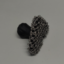 Cast Iron Scrubber with Handle 316 Dish Cast Cleaner Chainmail Scrubber for Pan Skillet Iron Scrub Brush Steel Wool Scrubber Cleaning Kit (1 Scrub + 1 Scraper) (Black 02)