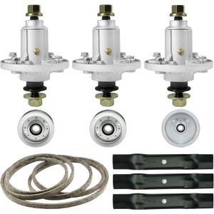 48 inch Lawn Mower Deck Spindle Rebuild Kit for John Deere LA130 LA140 D140 D150 145 155C E140 E150, 3 Spindle Assembly for AUC15811 GY20454 GY20867+3 Idlers GY20067+3 Blades GX21784+1 Belt GX20571