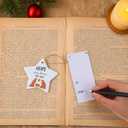 24 Pcs Nativity Christmas Ornaments Bulk Ceramic Nativity Scene Christmas Tree Hanging Ornaments Hope was Born Ceramic Star with Bible Verses Bookmark for Xmas Tree Family Holiday Home Decor