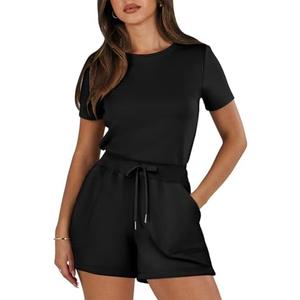 ANRABESS Romper for Women Short Sleeve Summer Tshirt One Piece Jumpsuit Beach Vacation Travel Outfits 2025 Dressy Clothes Size Small