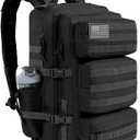 Military Tactical Backpack 25L Day Backpack for Men Molle Army 3 Days Assault Pack Bug Out Bag Water Resistant and Heavy Duty Hiking Treeking Rucksack - Black