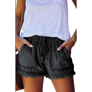 YOCUR Womens Lightweight Shorts Casual Baggy Trendy Hot Pants Elastic Waist Drawstring Comfy Shorts, L