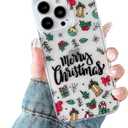 XIZYO Christmas Phone Case for iPhone 13 Pro, Cute Merry Christmas Pattern Clear Aesthetic Girls Kids Women Santa Slim TPU Shockproof Protective Case, Clear