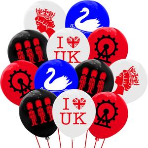 50PCS Union Jack Flag Balloons for British Flag UK London England Party Favors Supplies Decorations Birthday Party Decorations Supplies Favors Carnival Events Prize Balloons