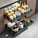 2 Pack Pull Out Cabinet Organizer, Expandable Slide Out Drawers for Kitchen Cabinets Peel and Stick Pullout Drawer Heavy Duty Sliding Shelves for Cupboard, Pantry, Bathroom (16.5" Deep, Black)