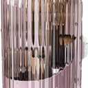 GAXmi Makeup Brush Holder with Lid Cosmetic Tools Organizer 360 Rotating Waterproof Dustproof Beauty Brushes Storage for Vanity, Pink-Purple
