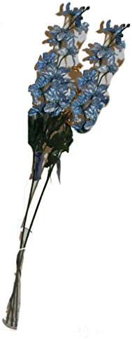 Set of 2 31" Sparkling Christmas Long Stem with Artificial 3" Poinsettia Flowers (Light Blue)