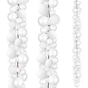 2 Pcs Christmas Ball Garland 6 ft Ball Ornaments Christmas Bulb Garland Xmas Tree Bauble Decorations for Party Supplies Indoor Outdoor Home Office Decoration Accessories(White)