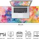 Colorful Flowers Large Mouse Pad Mat, Pink Blue Yellow and Green Pattern Desk Mat, Watercolor Beautiful Floral Desk Pads for Office, Non-Slip Laptop Computer Pad, 31.5x11.8 in