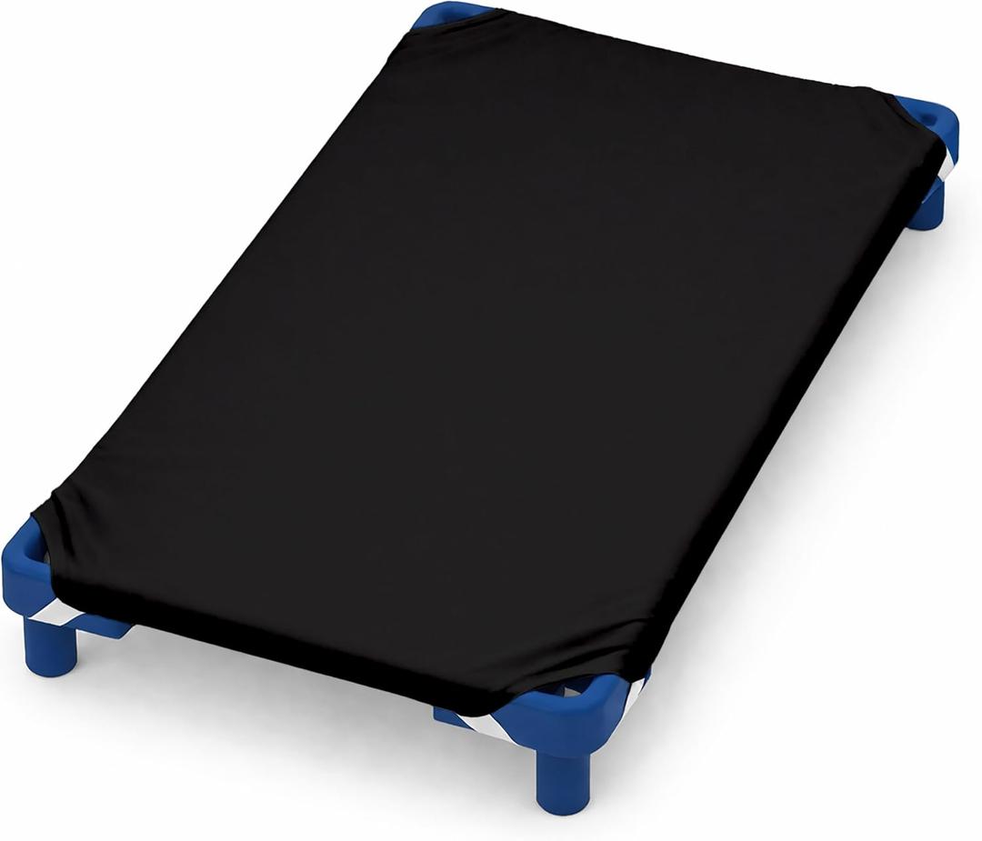 Pack of 6 Cot Sheet for Daycare Preschool Cot Bed -Polyblend Fabric with Corner Elastic Cots Sheets Fits On 22" X 52" Inches Size Toddler and Preschool Daycare Cot Black 22 X 52 Size