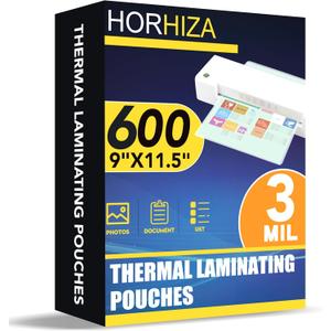 600 Pack 3 Mil Laminating Sheets, Holds 8.5 x 11 Inch Sheets,9 x 11.5 Inches Thermal Laminating Pouches for Laminator, Clear, Letter Size, Office and School Supplies
