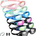 Flutesan 6 Pack Swimming Goggles Adult Kids Anti Fog Pool Goggles with Ear Plugs Nose Clip No Leaking Full Protection, Size: One Size
