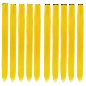 SEVENHEAD Hair Extension Clips 10pcs in Yellow 20 Inch Straight Hair Synthetic Fiber Hairpieces for Party