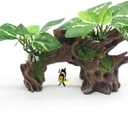 relaqcc Aquarium Decor Ornaments Artifical Driftwood Cave Fish Tank Decorations Silk Aquarium Plants for Betta Fish Tank Accessories