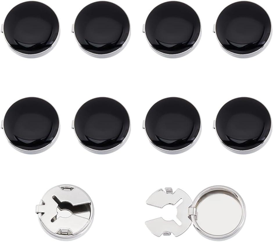 NBEADS 10 Pcs Brass Button Covers, Round Cuffs Links Button Cover for Tuxedo, Shirt, Business or Formal Attend Accessories, Platinum, 1.3x0.7x0.2inch