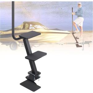 Heavy Duty Boat Trailer Steps for the Tongue - Non-Slip Boat Trailer Ladder with Handle for Easy & Safe Boarding - Fit most Bass/Pontoon Boats of Width 3 and Height 3"-5" Trailer Tongues(3-Step Design)