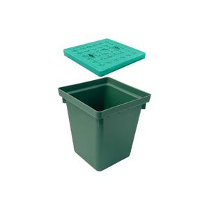 Underground Splice Box 12.5x12.5x14.3in Electrical Junction Boxes W/FRP Inspection Cover Deep Enclosure Pit Precast PE Pull Distribution Pit Access Drillable Tapered Cable Wiring Connection (Green)