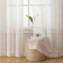 Simplebrand Natural Linen Textured Sheer Curtains 72 inches Long 2 Panels, Rod Pocket Solid Color Window Sheer Curtain Panels, Elegant Curtains & Drapes for Living Room, Bedroom (40" W x 72" L)