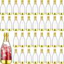 Cunhill 54 Pieces Champagne Candy Bottles Bridal Shower Favors Mini Bottle for Baby Shower Bulk Small Plastic Wine Alcohol Containers for Wedding Birthday Party(Gold)