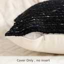 Textured Boucle Pillow Covers 20x20 Neutral Striped Throw Pillows Soft Modern Farmhouse Pillow Cases, 1pc Decorative Accent Square Couch Cushion Cover for Bed Chair Living Room, Black