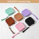 Small Square Portable Silicone Makeup Bag for Women Girls, Small Travel Lovely Waterproof Toiletry Cosmetic Bag, Zipper Closure Organizer Makeup Case with Handle (Light Brown)