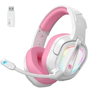 Fachixy FC-200 Wireless Gaming Headset with Mic for PS5, PS4 - Bluetooth 5.4 & 2.4GHz Gaming Headphones with Low Latency, 50-Hrs Battery Foldable Gamer Headset for Laptop, Switch and Mobile