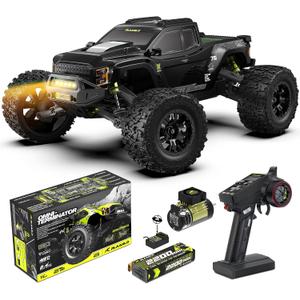 RIAARIO 1/10 Brushless RC Cars, Monster Truck, 50+ MPH, 4WD, Waterproof, Carbon Fiber, Black, Ages 8+