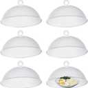 Gerrii 6 Pcs Metal Mesh Food Cover Outdoor Mesh Food Tents Dome Screen Plate Covers for Dinner Plates Reusable Fruit Fly Nets Picnic Food Umbrella for Table, BBQ, Camping, Party (White,11 Inch)