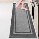 Kitchen Rugs 24" x 84", Non-Slip Machine Washable Kitchen Runner Rugs Floor Mats, Absorbent Comfort Standing Mats for Kitchen, Sink, Laundry and Hallway, Rolled Packaging, Light Grey & Dark Grey