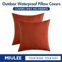 MIULEE Pack of 2 Decorative Outdoor Solid Waterproof Throw Pillow Covers Faux Linen Garden Farmhouse Cushion Cases for Summer Patio Tent Balcony Couch Sofa 16x16 Inch Burnt Orange