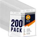 200 Pack Badge Holder, Plastic ID Badge Holder, Clear Waterproof ID Card Holder with Resealable Zip, 2.5" x 3.8" Vertical Name Tag Holder for Nurses and Office, Fits ID Card/Credit Card/Student Card