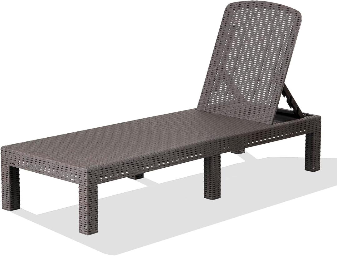 Outdoor Chaise Lounge Chair for Pool, Patio Bench Waterproof Sunbed,Mocha, 73.5 inches x 23.5 inches x 11.5 inches