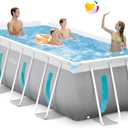 INTEX 26769EH 13ft X 6.5ft x 48in Prism Frame Clearview Rectangular Above Ground Swimming Pool Set with 530 GPH Cartridge Filter Pump, Ground Cloth, Pool Cover