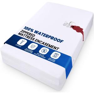 Utopia Bedding King Size Mattress Protector Zippered, 100% Waterproof Bed Bug and Dust Mite Proof Mattress Encasement, Absorbent 6 Sided Mattress Cover, White