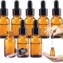 1/2 oz Glass Dropper Bottle, 15ml Amber Tincture Bottle with Dropper, Label, Leak-Proof Travel Dropper Bottles for Essential Oils, Fragrances and Concentrated Tincture Extracts (8 Pcs)