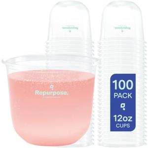 Repurpose Disposable Stemless Glasses, 12oz, 100 Cups, Plant-Based, BPA Free, No PFAS Added, Certified BioBased, FDA Non-Toxic, Ultimate Cool Girl Cup