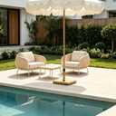 45lbs Patio Umbrella Base, Heavy Duty Stand Outdoor, Teak