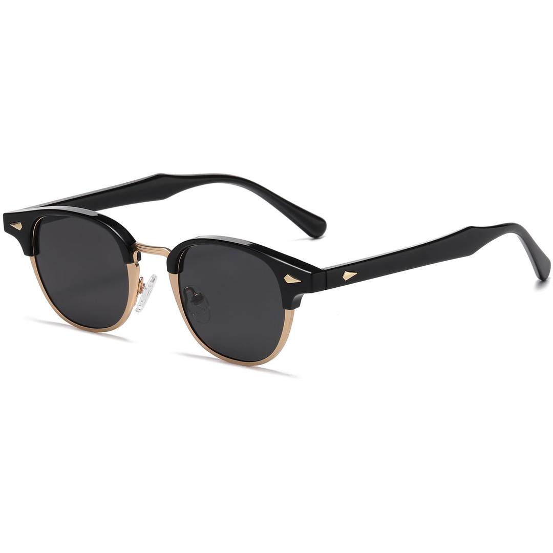 AIEYEZO Retro Polarized Sunglasses for Men Women Classic Semi-Rimless Frame Sun Glasses Fashion Designer Shades (Clear/Grey)