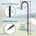 Rebar Stakes 12 Inch J Hook Ground Stakes Heavy Duty 30 Pack Chain Link Fence Stakes Galvanized Anchors Metal Tent Stakes for Wire Fencing Concrete Forming Trampolines Camping Canopies Shed Swing