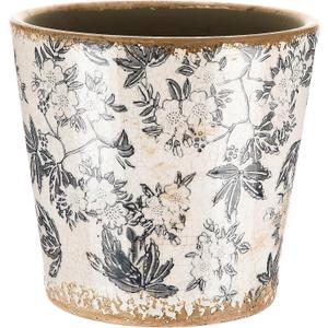 Farmhouse Ceramic Planter 5.5 Inch Large Plants Pot Crack Beige Gray Flowers Plant Pots with Drainage Hole Indoor Plants Kitchen Rustic Antique Decor Gift