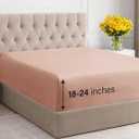 Extra Deep Queen Fitted Sheet - Hotel Luxury Single Fitted Sheet Only - Easily Fits 18 inch to 24 inch Mattress - Ultra Soft, Wrinkle Free w/Extra Deep Pockets - Easy-Care, Breathable & Comfy - Mauve