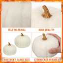 Preboun 4 Pieces Large Wool Fall White Pumpkin Thanksgiving Decor Artificial Fabric Pumpkin Harvest Felt Fake Pumpkins for Decorating for Fall, Thanksgiving, Halloween, Wedding Parties Decoration