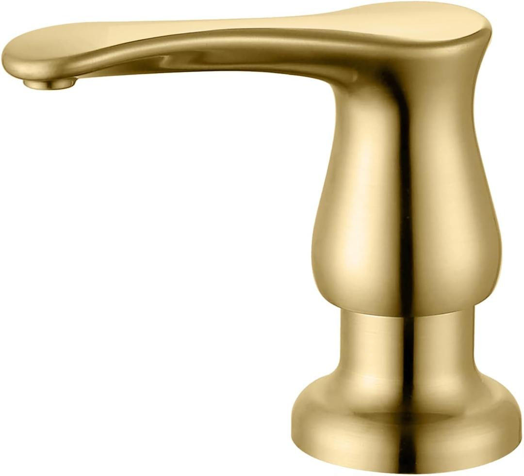 GAGALIFE Kitchen Sink Soap Dispenser Gold, Built in Soap Dispenser with 13 OZ Bottle, Refill from The Top, Liquid Dispenser for Kitchen Sink