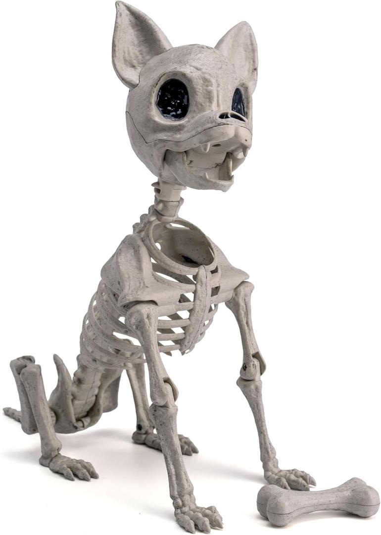JOYIN Plastic Chihuahua Dog Skeleton Halloween Decorations 12.6 inches Plastic Puppy Bones Skeleton with Posable Joints for Halloween Indoor Outdoor, Graveyard Party Decor