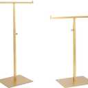 Purse Display Stand Jewelry Towers 2 Packs Stainless Steel Bag Stand Tabletop Adjustable Height Double Hook Hanging Jewelry Stands for Necklaces Organizer Home Store Boutique (Anti-fingerprint)