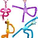 4 x Anditoy 4 Pack Giraffe Suction Cup Pop Tubes Toys Sensory Toys for Kids Boys Girls Toddlers Christmas Stocking Stuffers Gifts